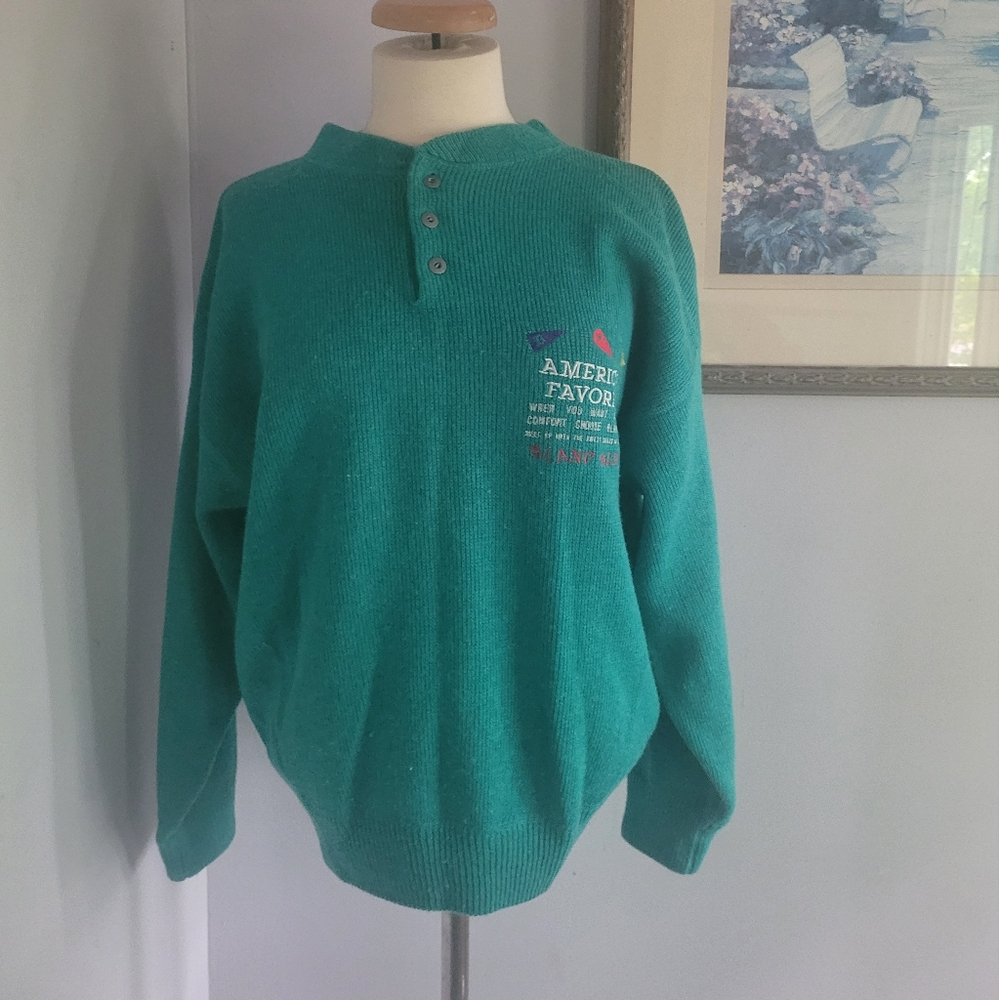 Teal Henley Sweater Size M